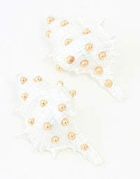 Statement Gold & White Acrylic Shell Earrings - link has visual effect only