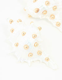 Statement Gold & White Acrylic Shell Earrings - link has visual effect only