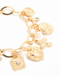 Gold Sun & Heart Charm Bracelet - link has visual effect only