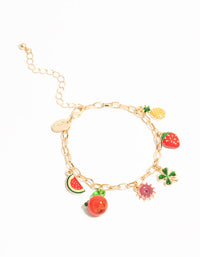 Gold Fruit Charm Bracelet - link has visual effect only