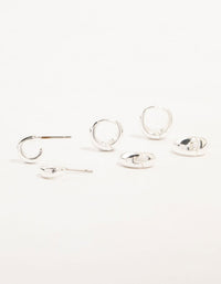 Silver Mixed Hoop Earrings 3-Pack - link has visual effect only