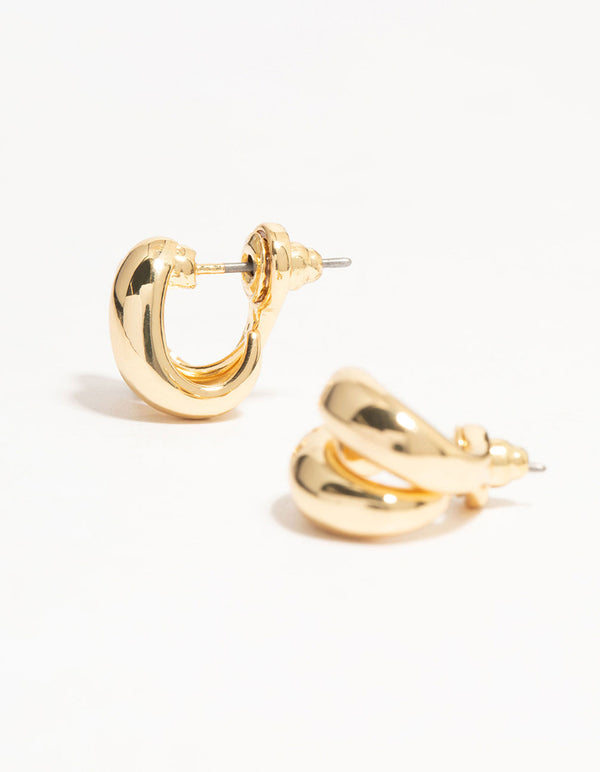 Gold Plated Double Mini Stud Earrings