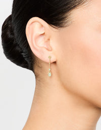 Gold Plated Green Diamante Drop Earrings - link has visual effect only