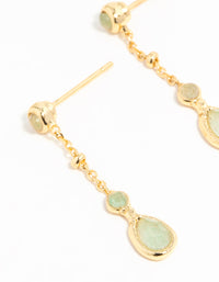 Gold Plated Green Diamante Drop Earrings - link has visual effect only