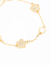 Gold Plated Alternating Small & Medium Flower Bracelet - link has visual effect only