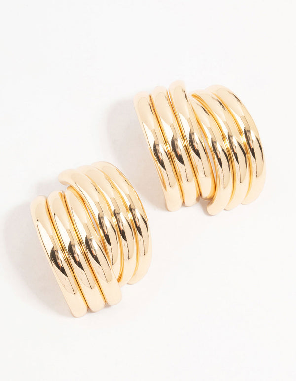 Gold Wrapped Stud Earrings