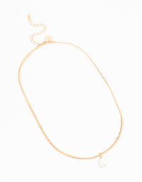 Gold Freshwater Pearl Pendant Snake Chain Necklace - link has visual effect only