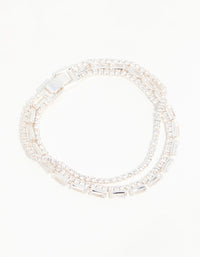 Silver Plated Cubic Zirconia Layered Bracelet - link has visual effect only