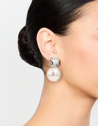 Silver Diamante & Pearl Stud Earrings - link has visual effect only