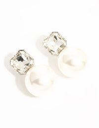 Silver Diamante & Pearl Stud Earrings - link has visual effect only