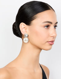 Silver Diamante & Pearl Stud Earrings - link has visual effect only