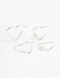 Silver Heart Hoop Earrings 2-Pack - link has visual effect only