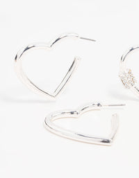 Silver Heart Hoop Earrings 2-Pack - link has visual effect only