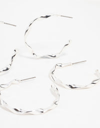 Silver Twisted Hoop Earrings 3-Pack - link has visual effect only