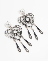 Antique Silver Heart Drop Earrings - link has visual effect only