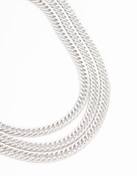 Silver Layered Curb Chain Necklace - link has visual effect only