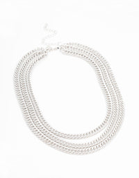 Silver Layered Curb Chain Necklace - link has visual effect only