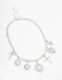 Silver Heart & Cross Charm Necklace - link has visual effect only