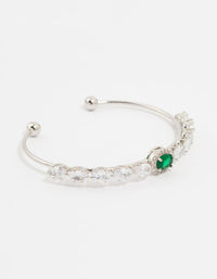 Silver Green Cubic Zirconia Marquise Wrist Cuff - link has visual effect only