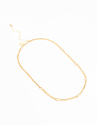 Gold Cubic Zirconia Chain Oval Stone Necklace - link has visual effect only