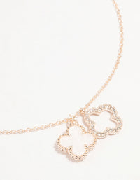 Rose Gold Plated Cubic Zirconia Clover Pendant Necklace - link has visual effect only