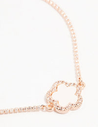 Rose Gold Plated Cubic Zirconia Clover Toggle Bracelet - link has visual effect only