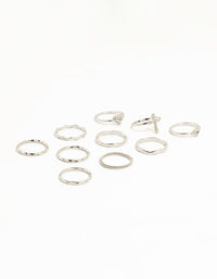 Silver Plated Gothic Cross & Twisted Stacking Rings 12-Pack - link has visual effect only