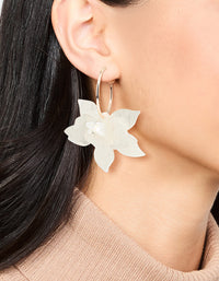 Rose Gold White Marble Flower Hoop Earrings - link has visual effect only