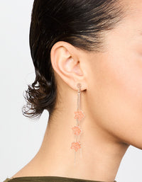 Rose Gold Pink Floral Chain Drop Earrings - link has visual effect only