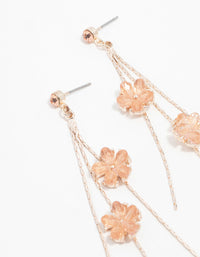 Rose Gold Pink Floral Chain Drop Earrings - link has visual effect only