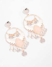 Rose Gold Bead & Disc Drop Earrings - link has visual effect only