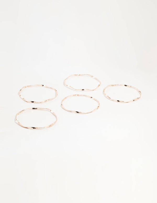 Rose Gold Twisted Bangles 5-Pack