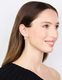 Rose Gold Rose Diamante Bow Chain Drop Earrings - link has visual effect only