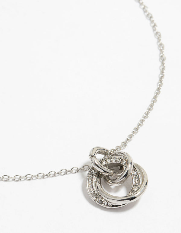 Silver Diamante Circle Link Pendant Necklace