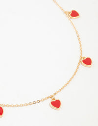 Gold Red Enamel Heart Necklace - link has visual effect only