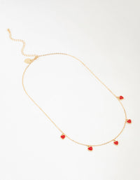 Gold Red Enamel Heart Necklace - link has visual effect only