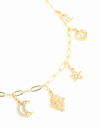 Gold Plated Celestial Charm Necklace - link has visual effect only