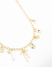 Gold Plated Bow & Star Charm Necklace - link has visual effect only