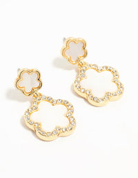 Gold Plated Clover Drop Earrings - link has visual effect only