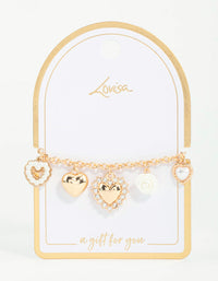 Gold Heart Charm Bracelet - link has visual effect only