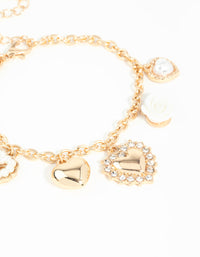 Gold Heart Charm Bracelet - link has visual effect only