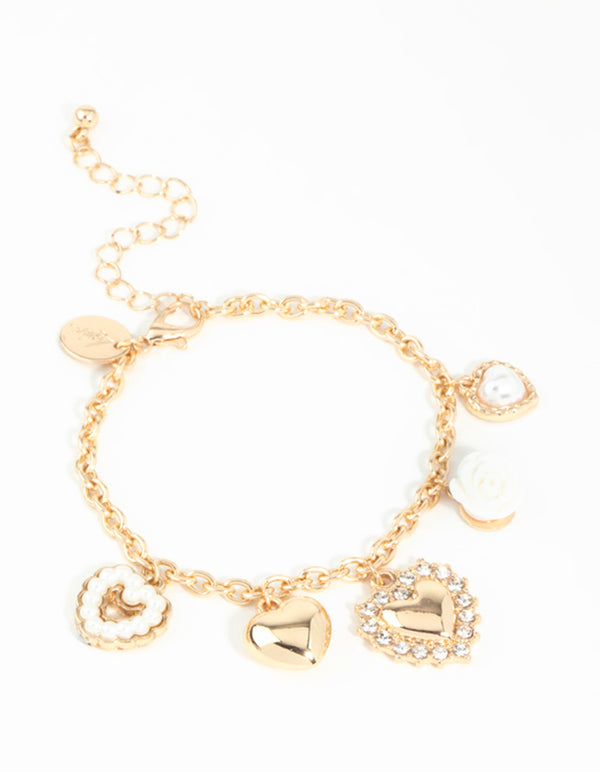 Gold Heart Charm Bracelet