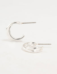 Silver Twisted Double Rope Huggie Earrings - link has visual effect only