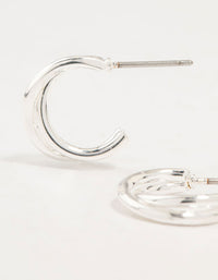 Silver Twisted Double Rope Huggie Earrings - link has visual effect only