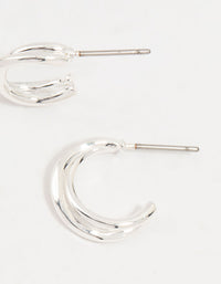 Silver Twisted Double Rope Huggie Earrings - link has visual effect only