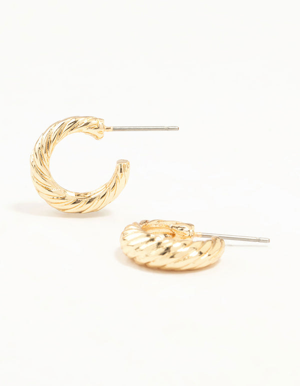 Gold Crescent Hoop Earrings