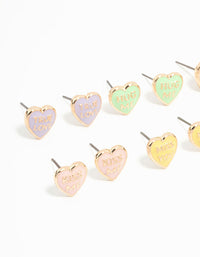 Gold Candy Hearts Stud Earrings 8-Pack - link has visual effect only