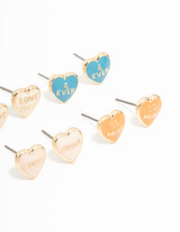 Gold Candy Hearts Stud Earrings 8-Pack - link has visual effect only