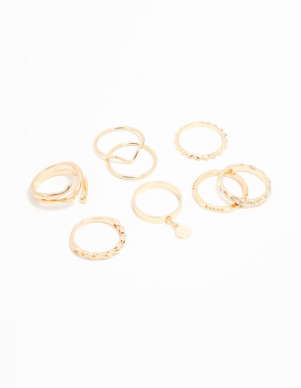 Gold Swirl Mixed Stacking Rings 8-Pack