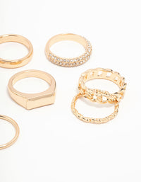 Gold Diamante Square Stacking Rings 8-Pack - link has visual effect only